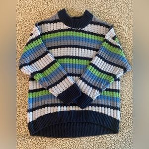 SO Goods For Life Soft Oversized Striped Sweater Blue Green Women’s Size Large